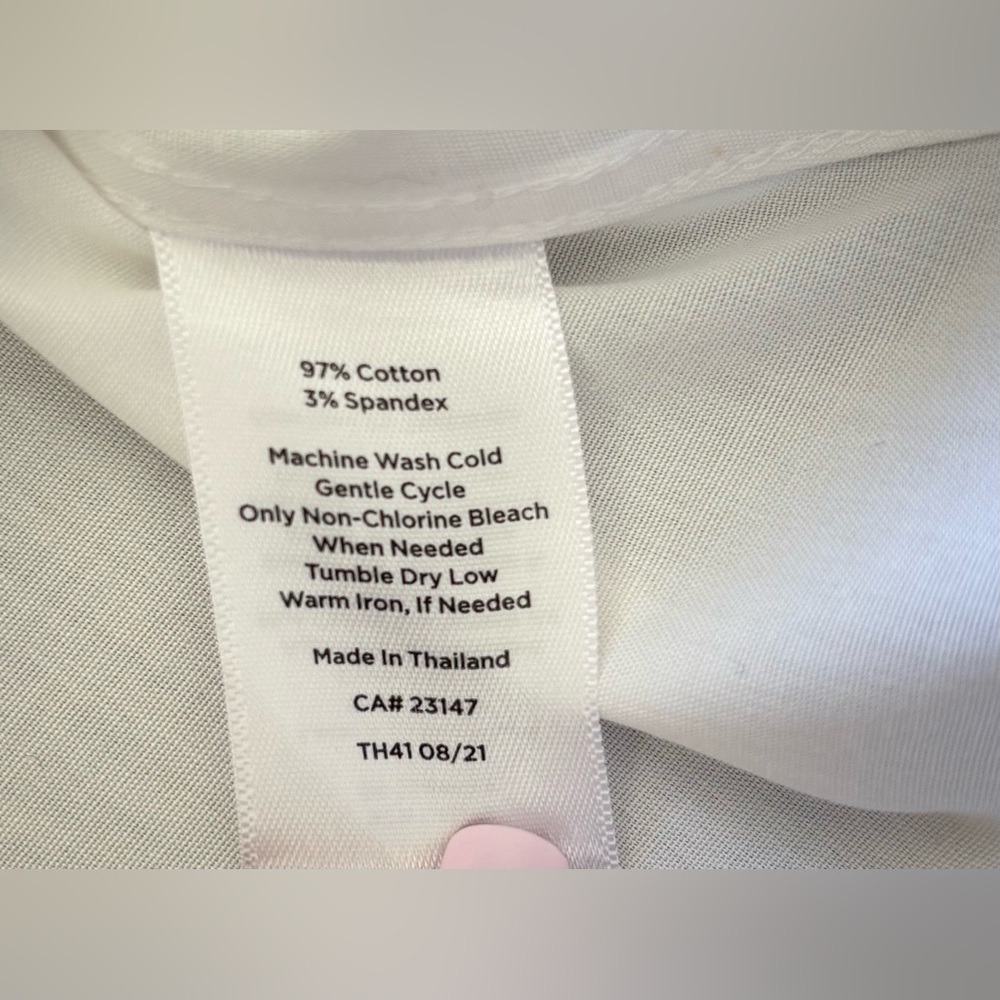 Talbots Womens White Solid Button Up Long Sleeve … - image 7